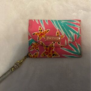 Lilly Pulitzer Pink and Green Tropical Wristlet